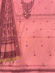 Pure Soft Muga Cotton Pink Suit
