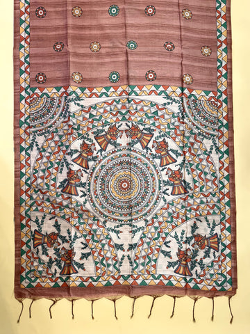 Soft Tussar silk madhubani saree