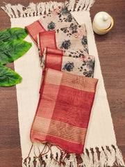 Premium Soft Desi Tussar Silk Orange Saree