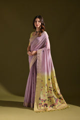 Premium Soft Muga Cotton Light Purple Saree