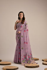 Premium Soft Muga Cotton Light Purple Saree