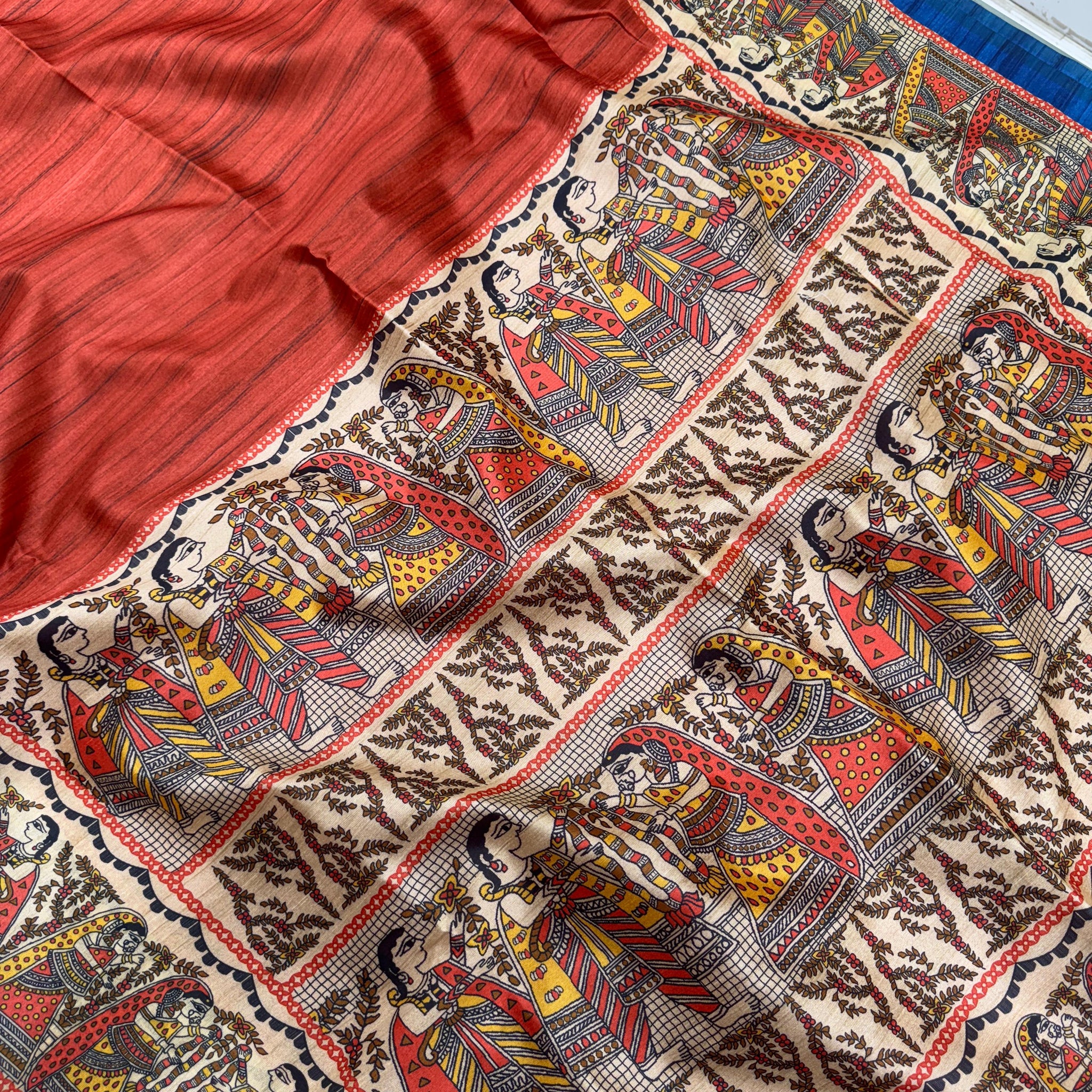 Soft Tussar Silk Rust Orange Saree