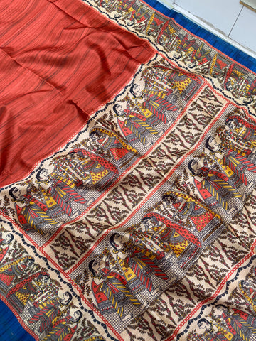 Soft Tussar Silk Rust Orange Saree
