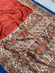 Soft Tussar Silk Rust Orange Saree