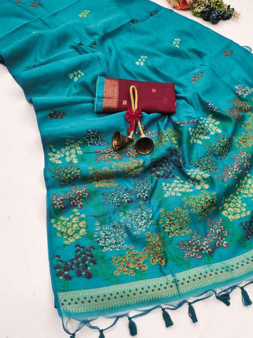 Premium Soft Muga Cotton Moor Peach Saree