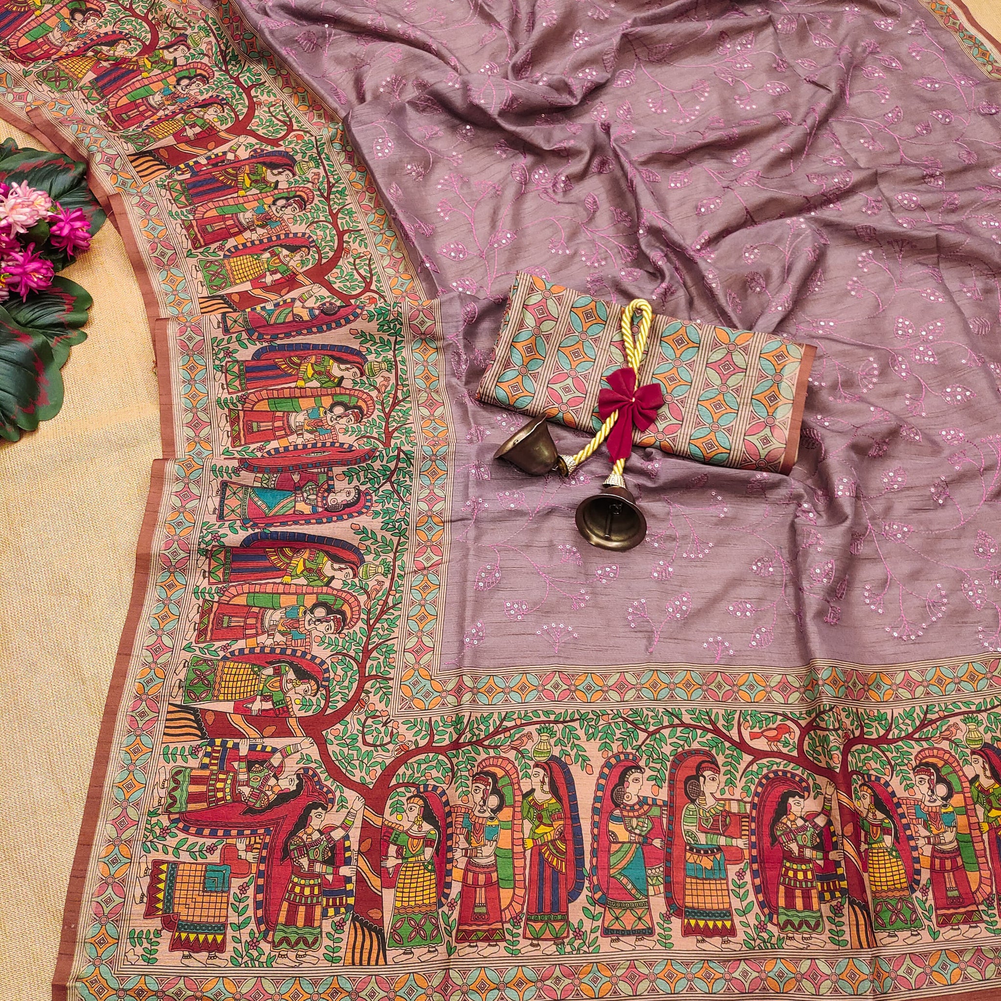 Premium Tussar Silk Purple Saree
