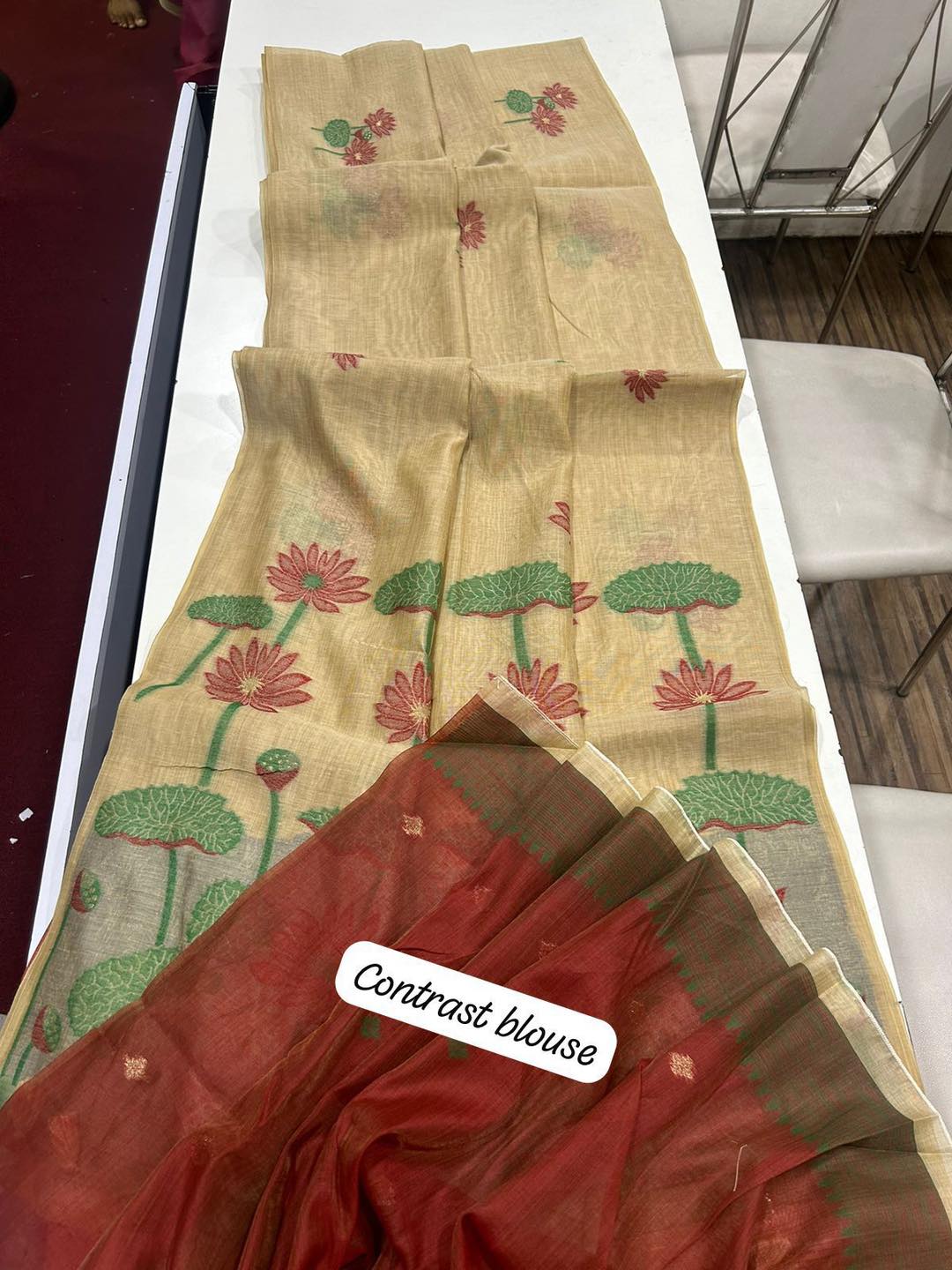 Premium Soft Muga Silk Golden Cream Saree