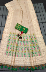 Premium Soft Muga Cotton Green Saree