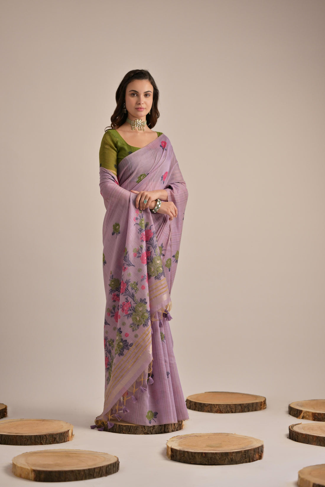 Premium Soft Muga Cotton Light Purple Saree