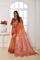 Soft Tussar Silk Yellow Saree