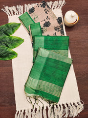 Premium Soft Desi Tussar Silk Green Saree