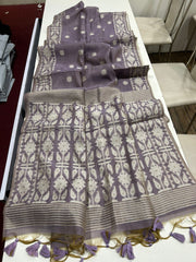 Premium Soft Muga Cotton Purple Saree