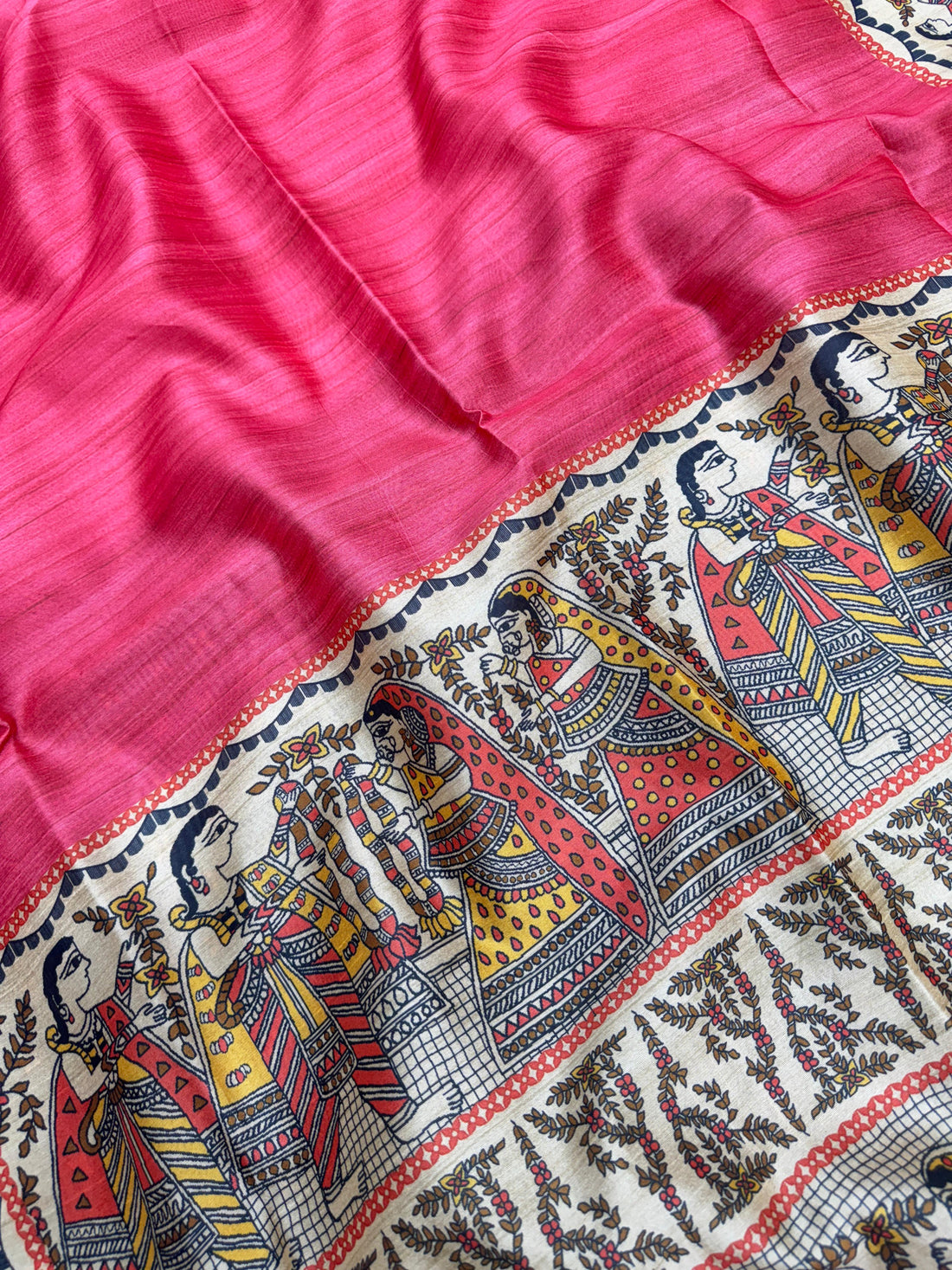 Soft Tussar Silk Red Saree