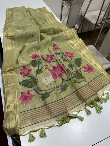 Soft Tissue Silk Pista Saree