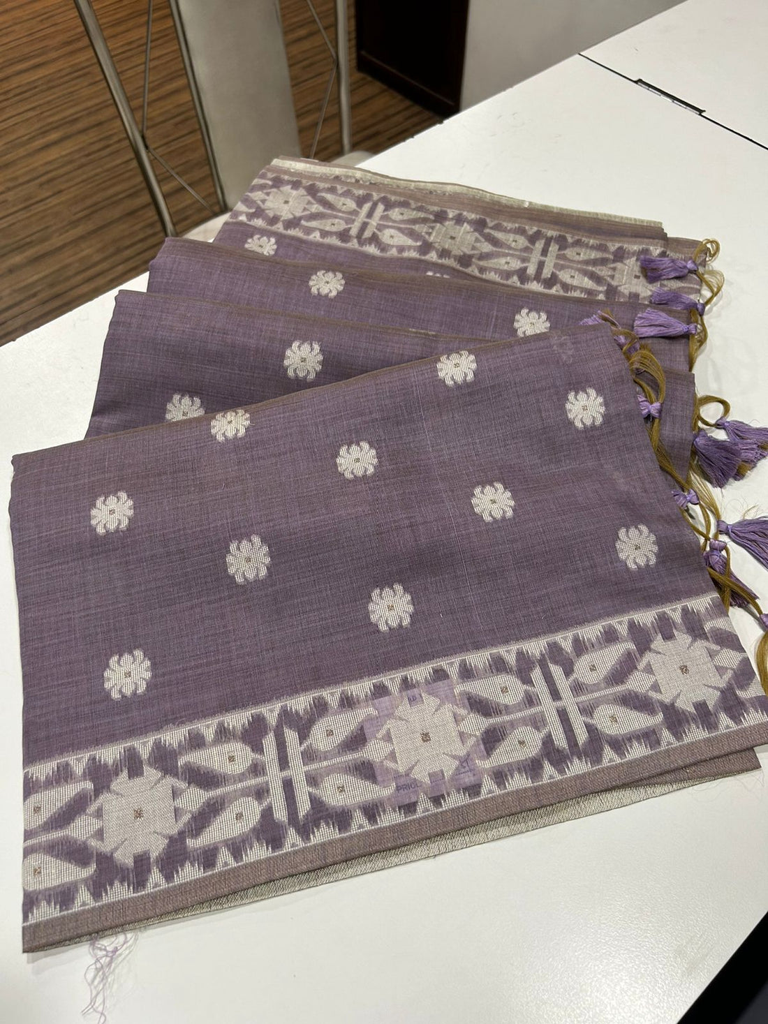 Premium Soft Muga Cotton Purple Saree