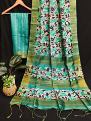 Premium Soft Desi Tussar Silk Ocean Blue Saree
