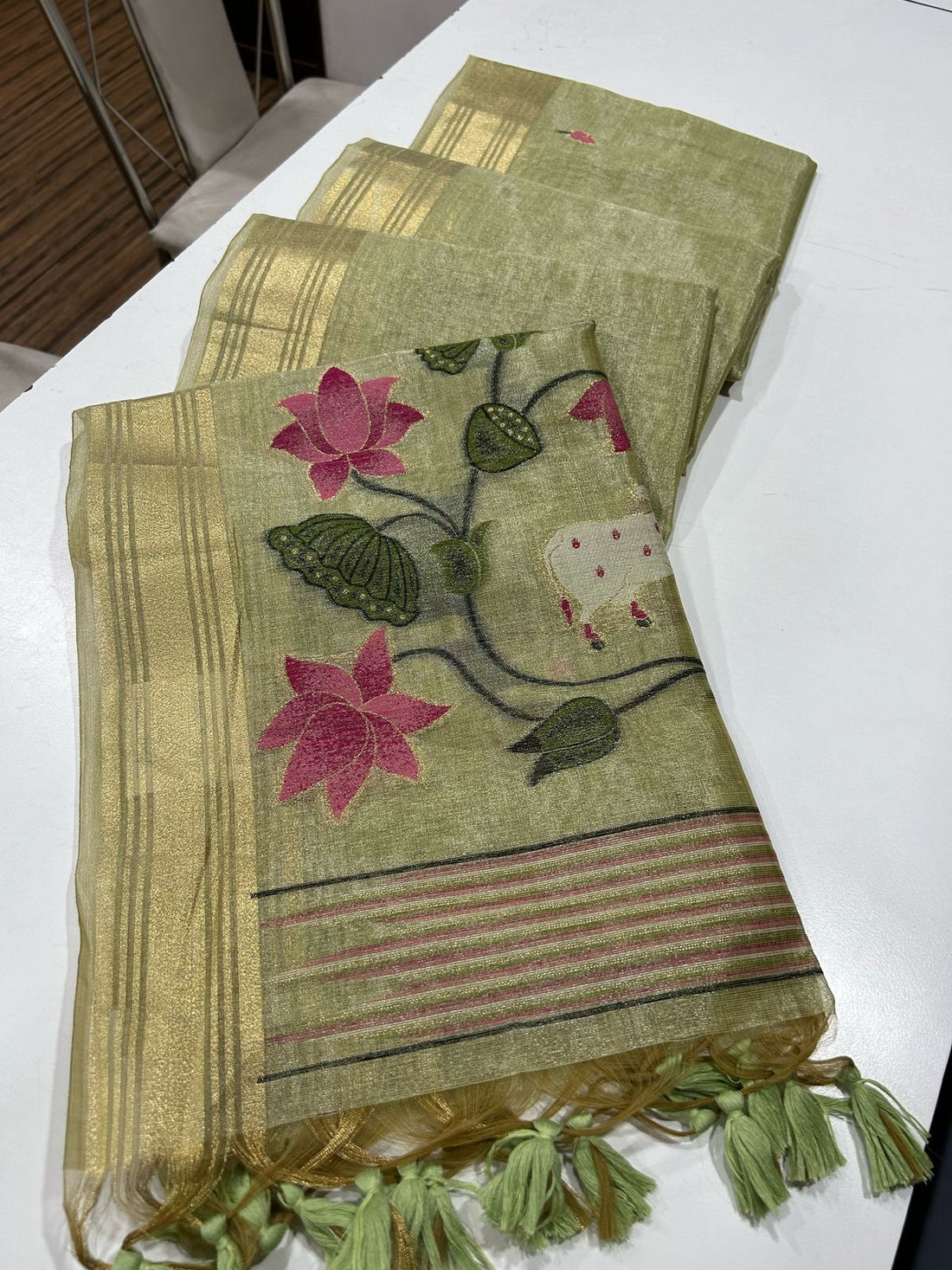 Soft Tissue Silk Pista Saree