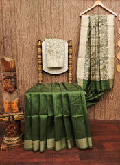 Soft Khadi Raw Silk Green Saree