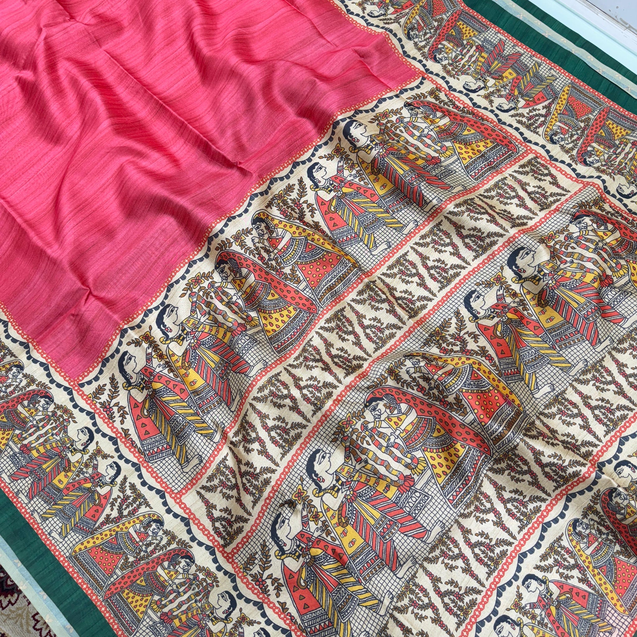 Soft Tussar Silk Red Saree