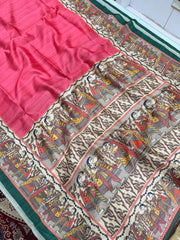 Soft Tussar Silk Red Saree