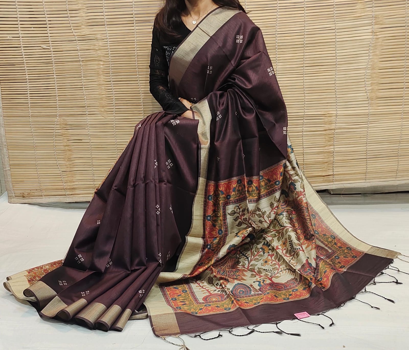 Soft Khadi Raw Silk Maroon Saree