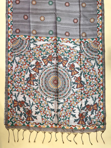 Soft Tussar silk madhubani saree