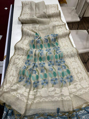 Premium Soft Muga Cotton Blue Saree