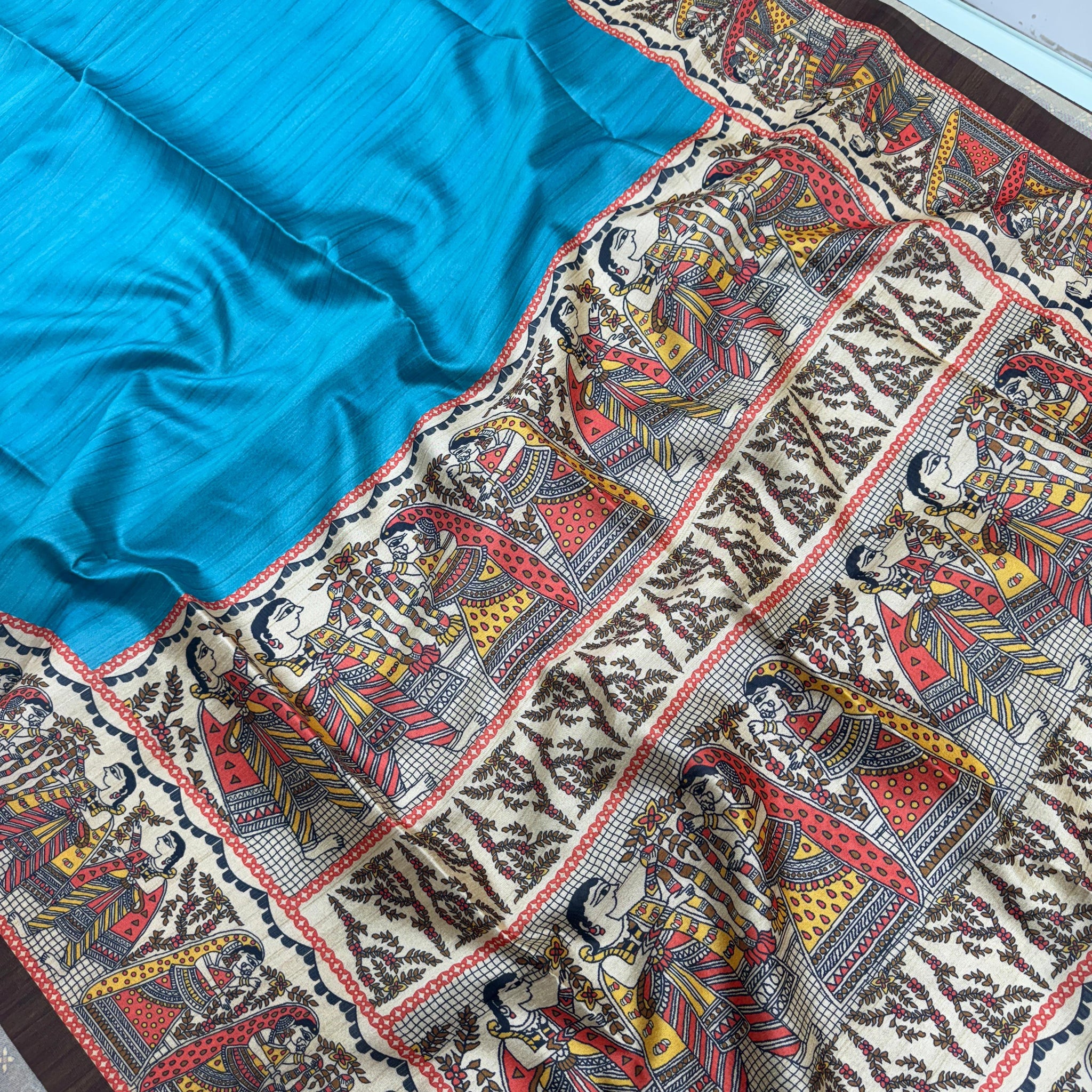 Soft Tussar Silk Sky Blue Saree
