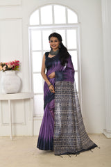 Soft Tussar Silk Purple Saree