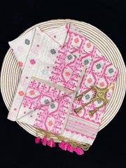 Kovai Cotton Jamdani Pink Saree