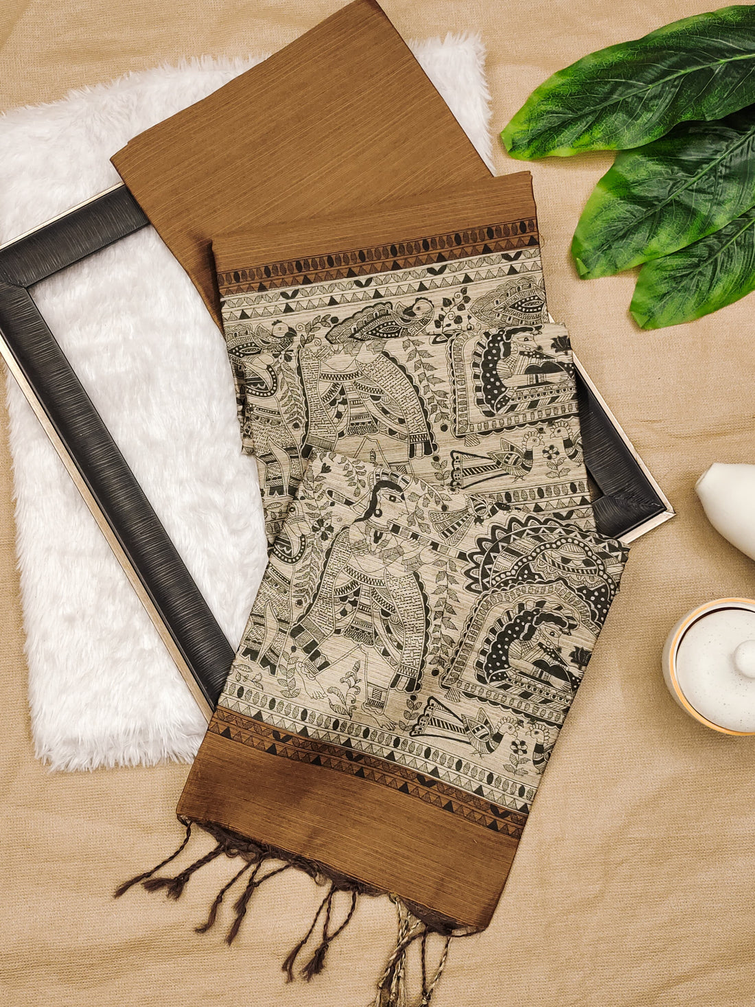 Soft Khadi Raw Silk Choclate Brown Saree