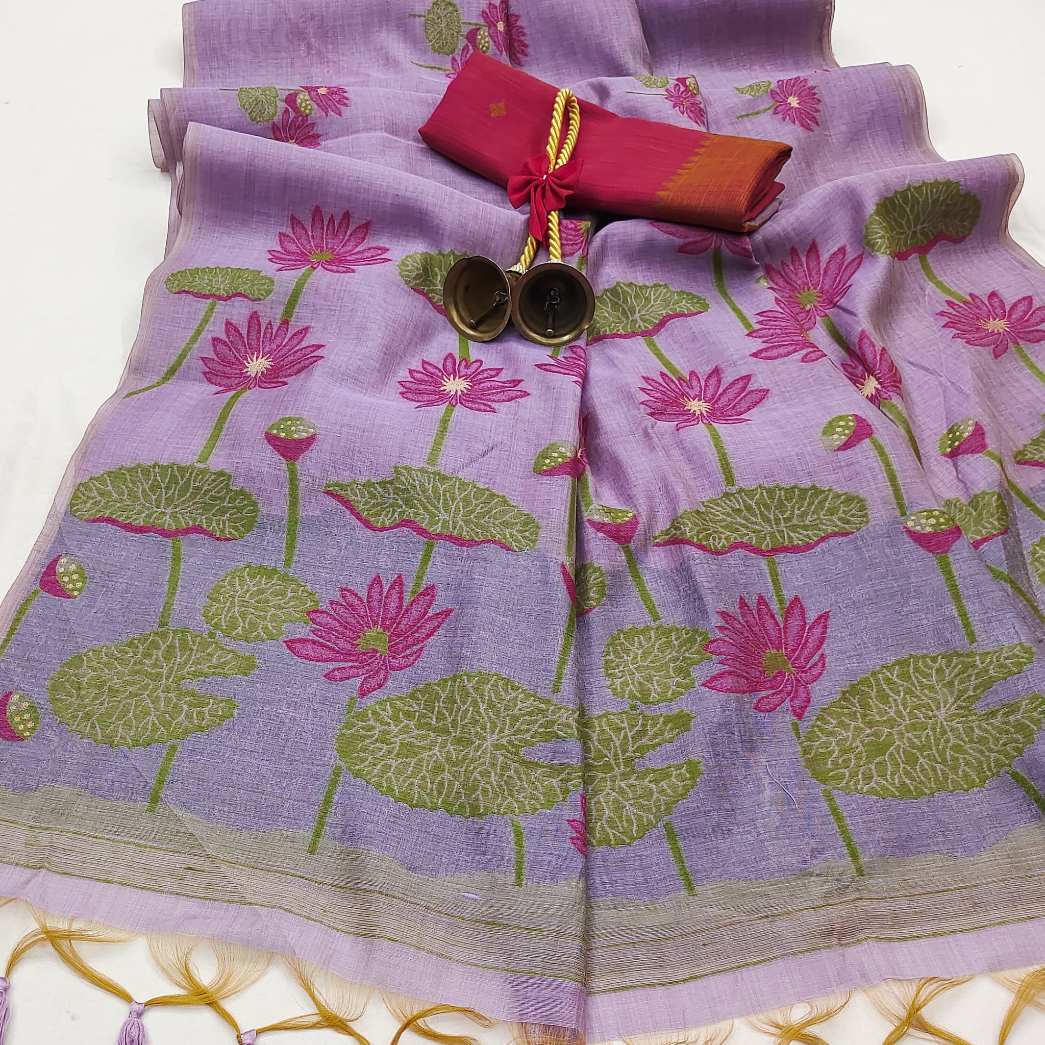 Premium Soft Muga Silk Purple Saree