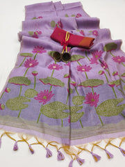 Premium Soft Muga Silk Purple Saree