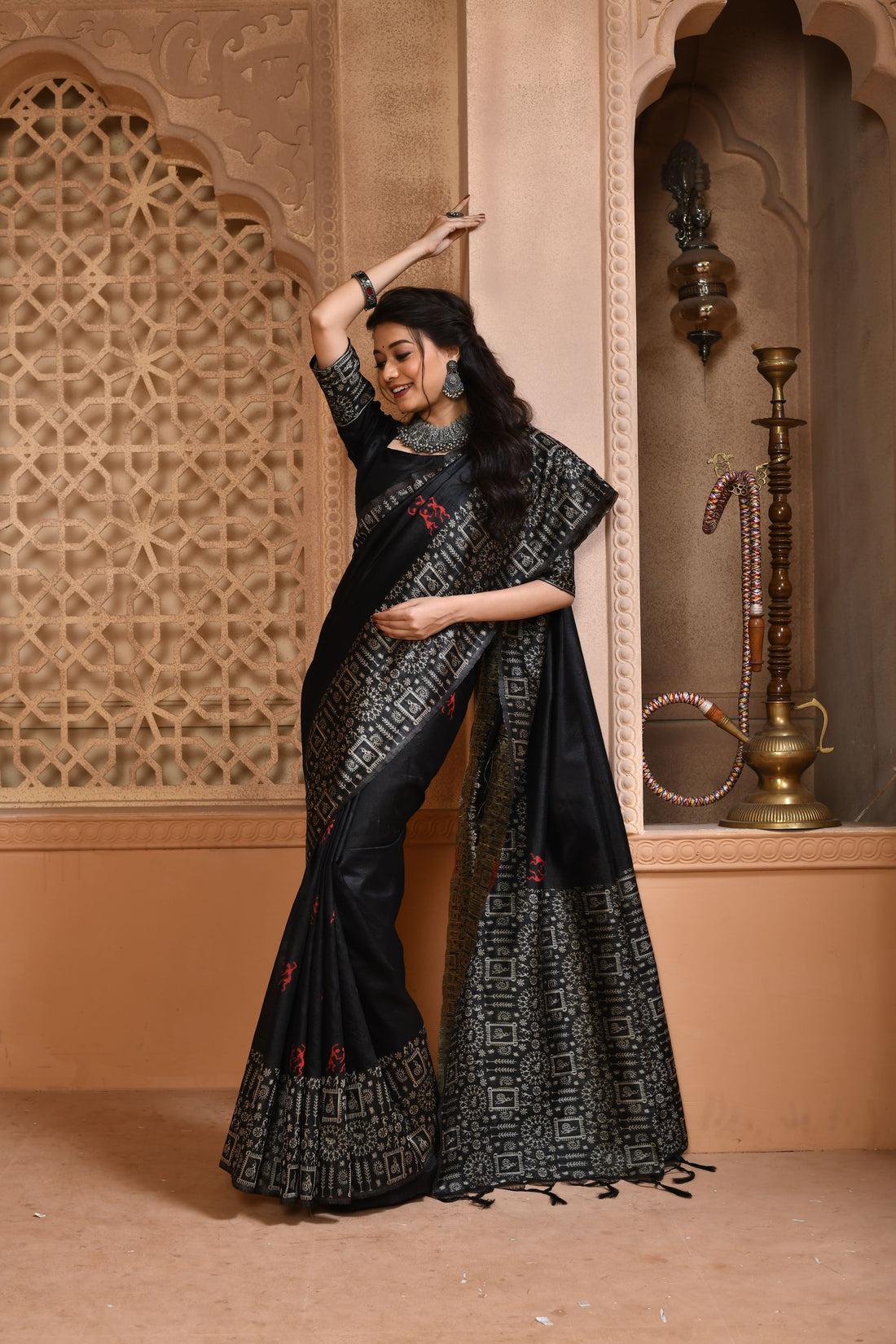 Banglori Handloom Raw Silk Black Saree