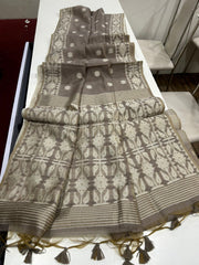 Premium Soft Muga Cotton Light Brown Saree
