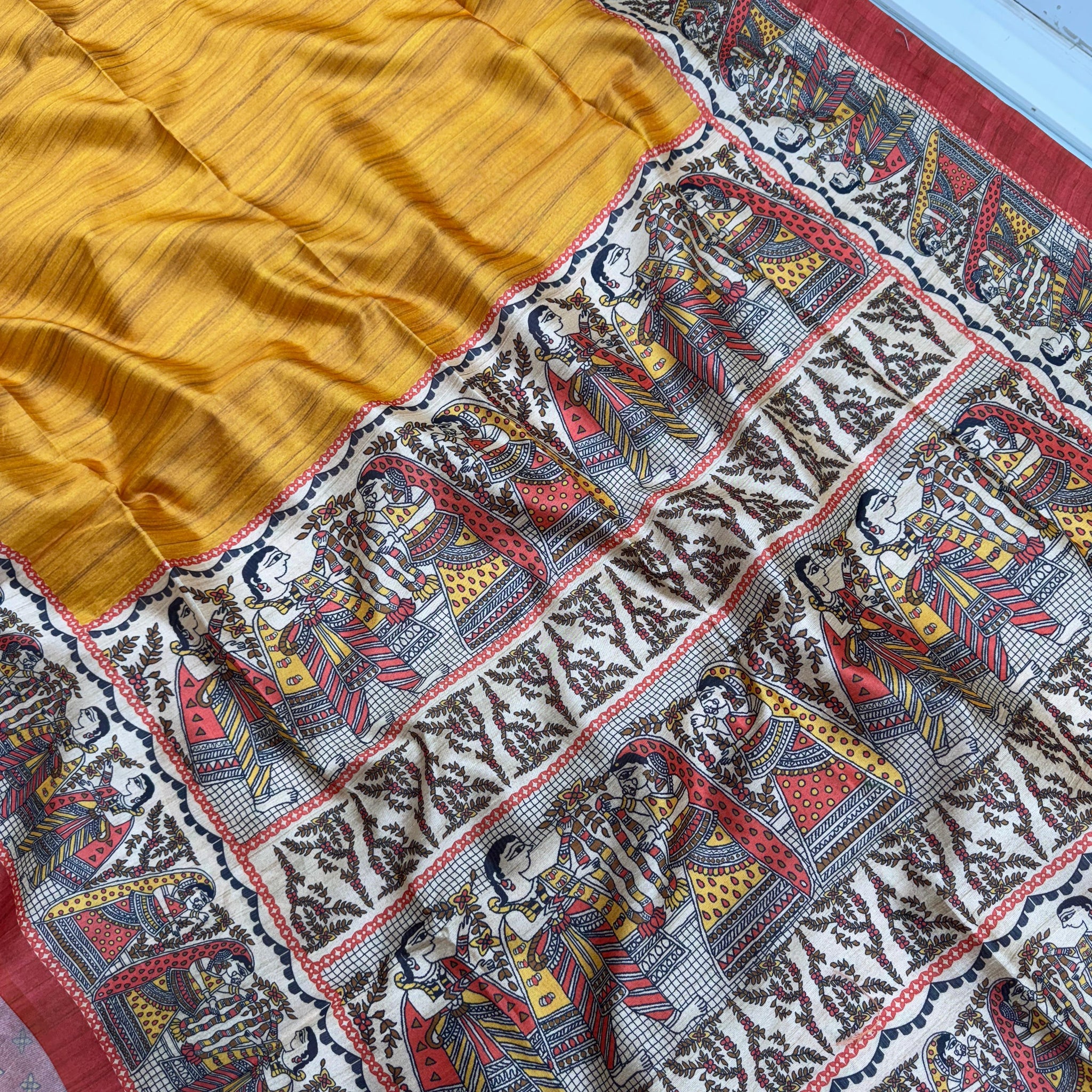 Soft Tussar Silk Yellow Saree