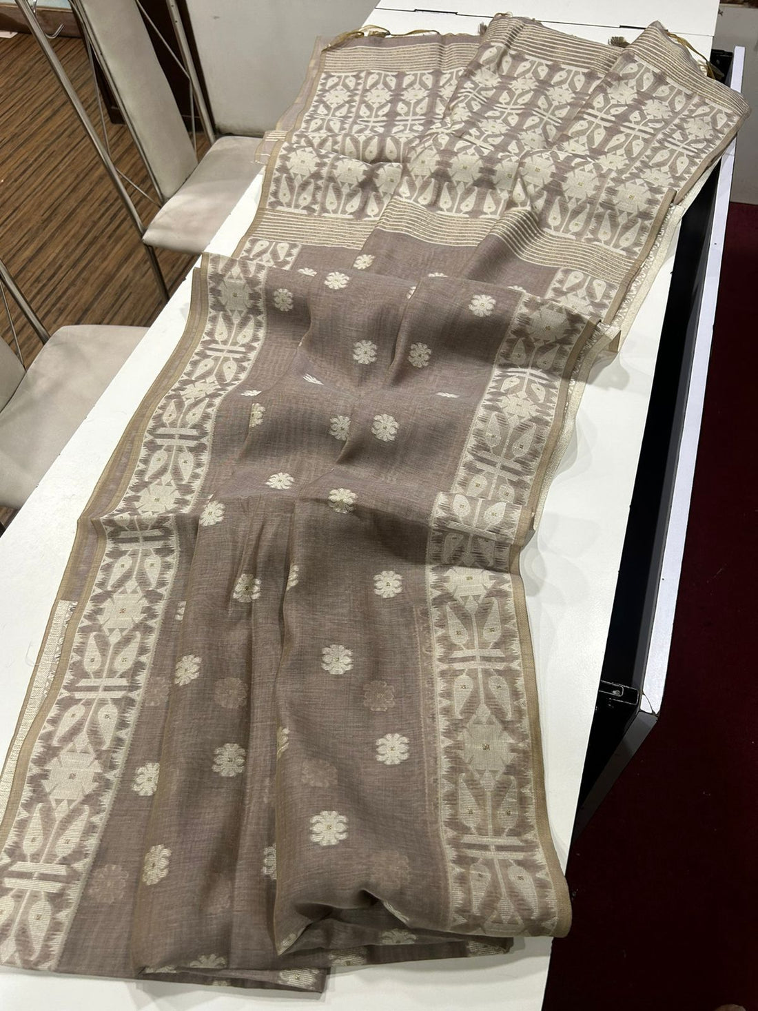 Premium Soft Muga Cotton Light Brown Saree