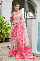 PREMIUM SOFT BANARASI SILK PATOLA AND AJARAKH SAREE