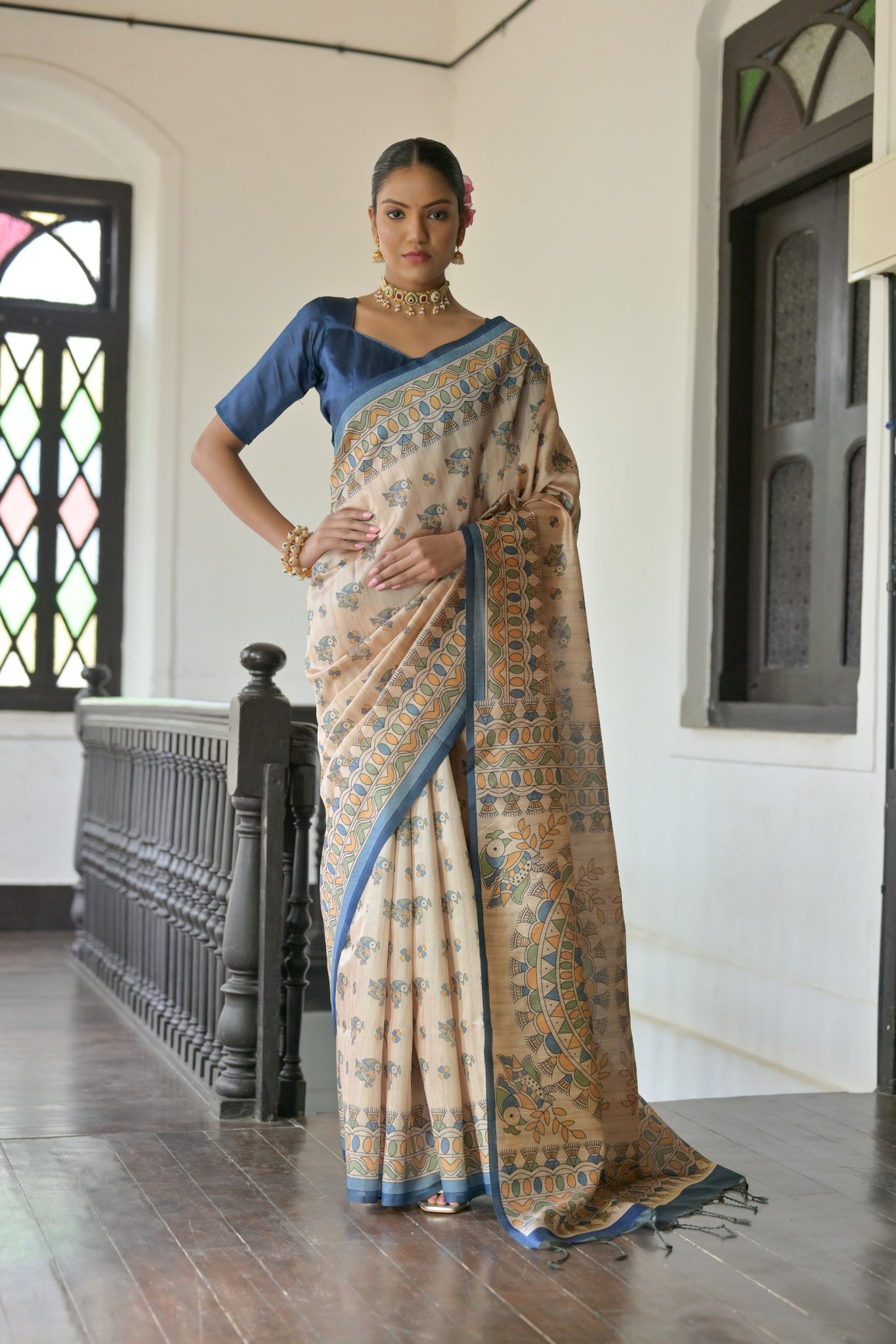 Soft Tussar Silk Royal Blue Saree