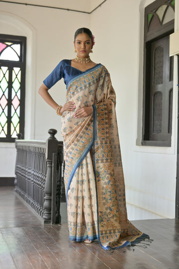Soft Tussar Silk Royal Blue Saree