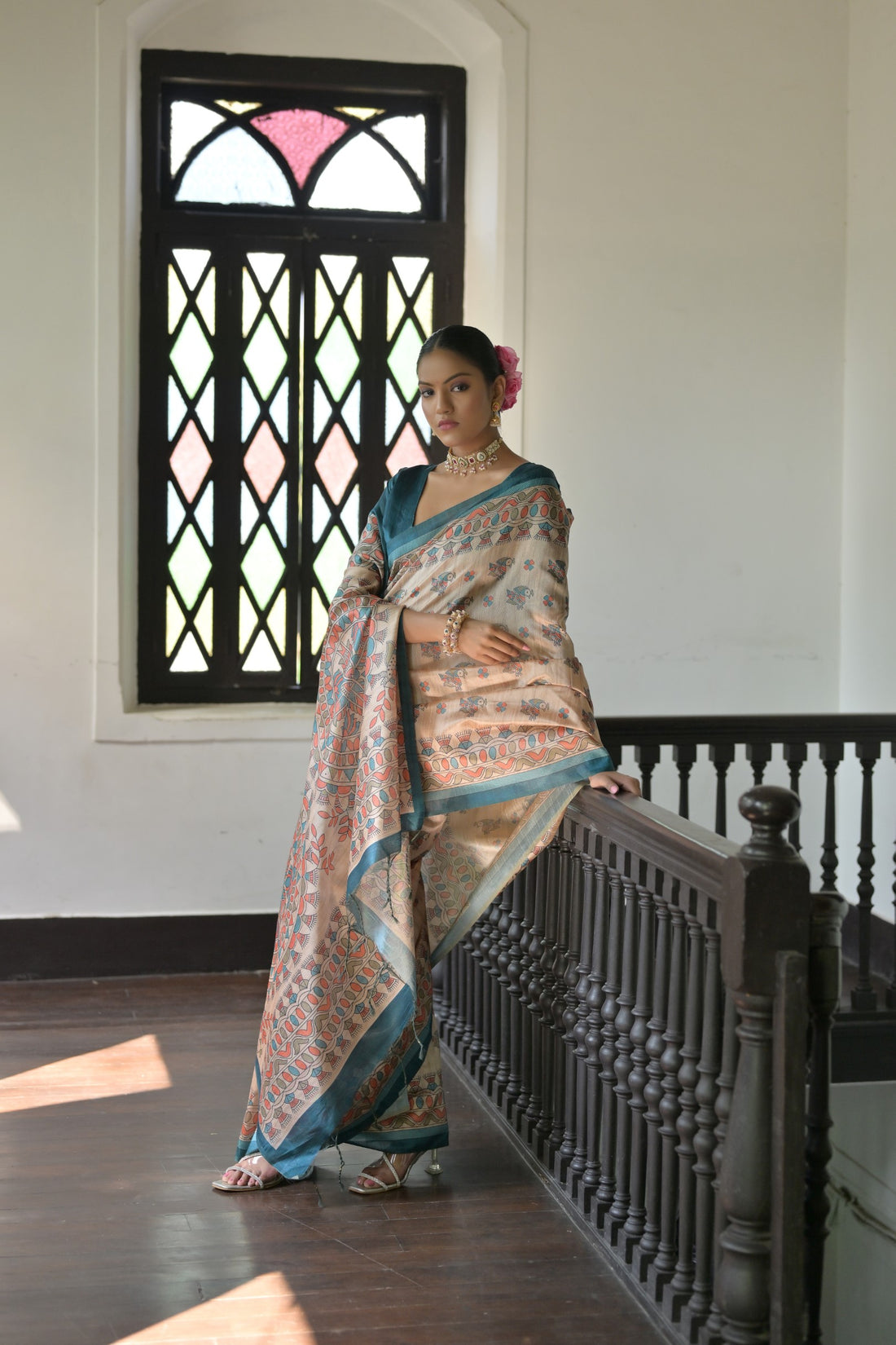 Soft Tussar Silk Sky Blue Saree