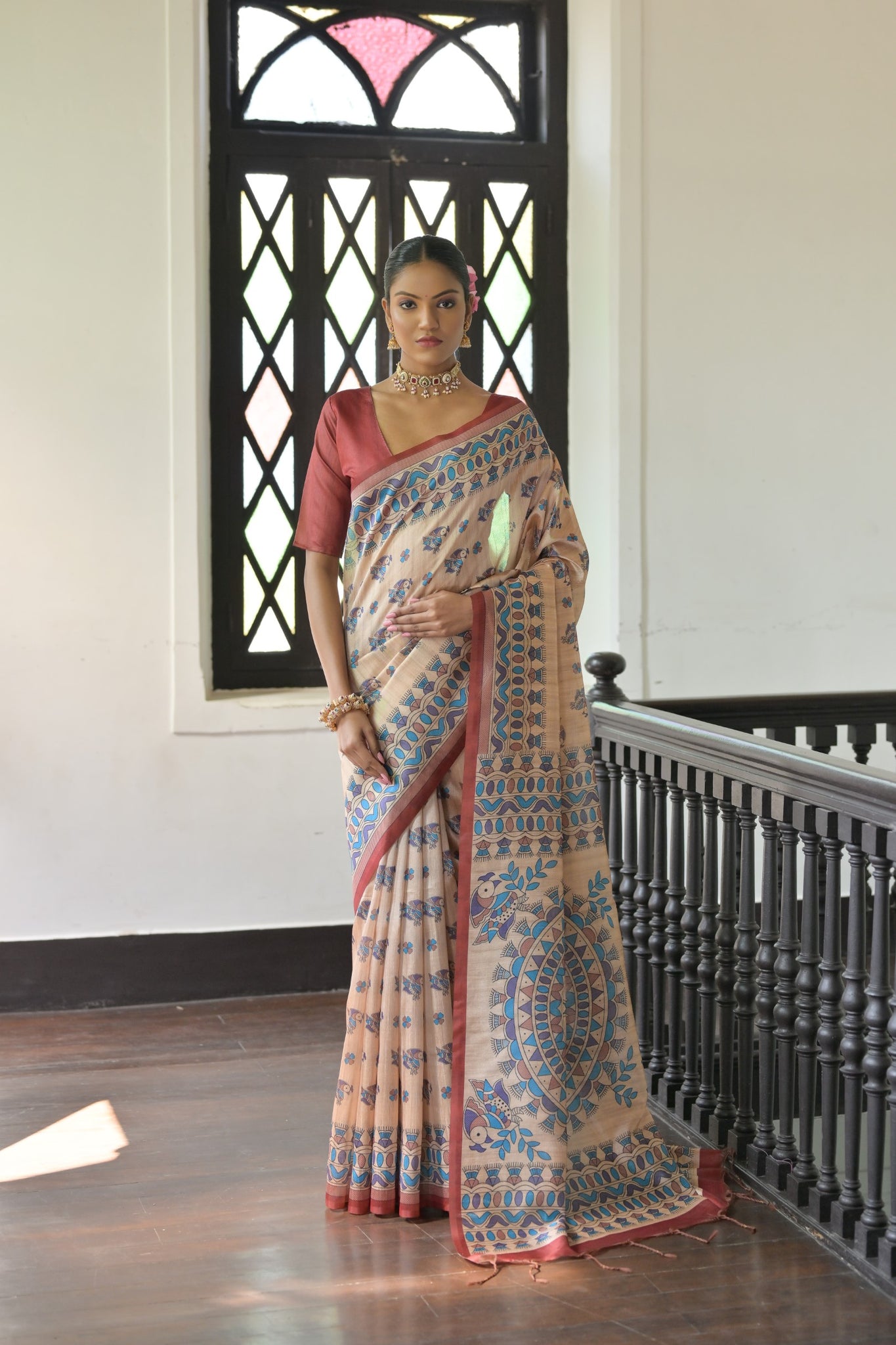 Soft Tussar Silk Red Saree