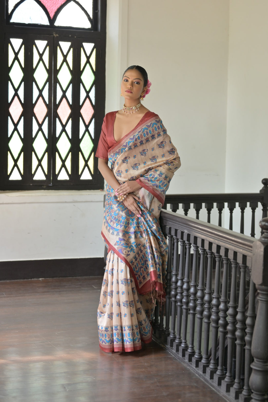 Soft Tussar Silk Red Saree