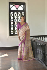 Soft Tussar Silk Wine Saree
