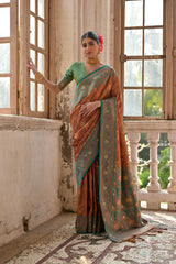 Banarasi Silk Coffee Saree With Blouse Piece For Women