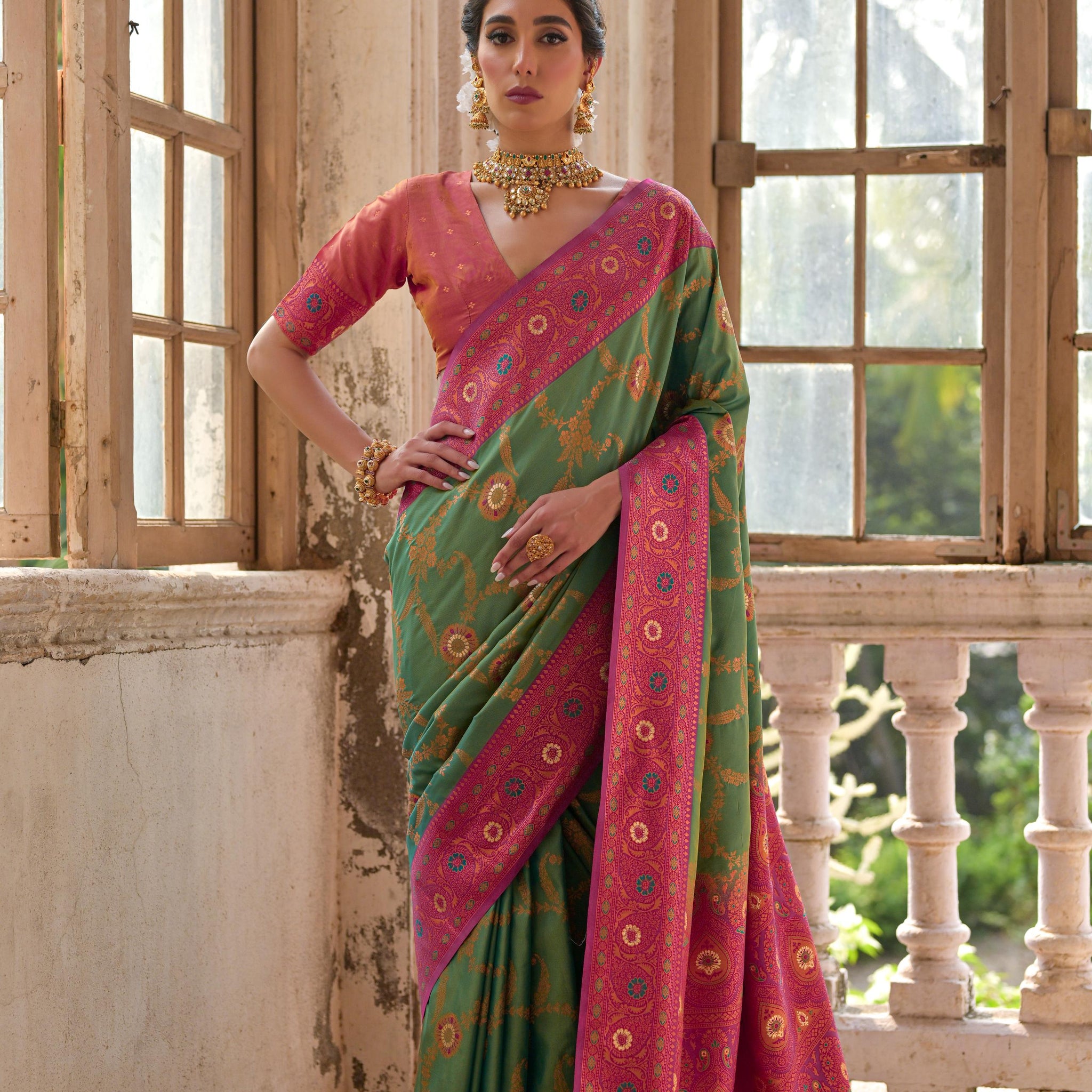 Banarasi Silk Pista Saree