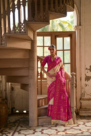 Banarasi Silk Cream Saree