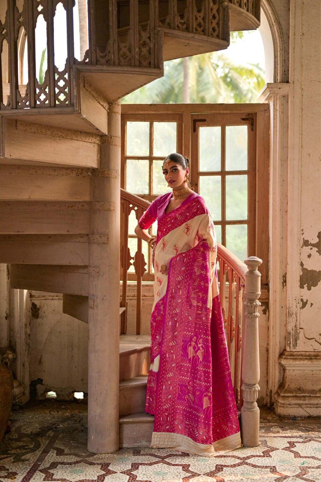 Banarasi Silk Cream Saree