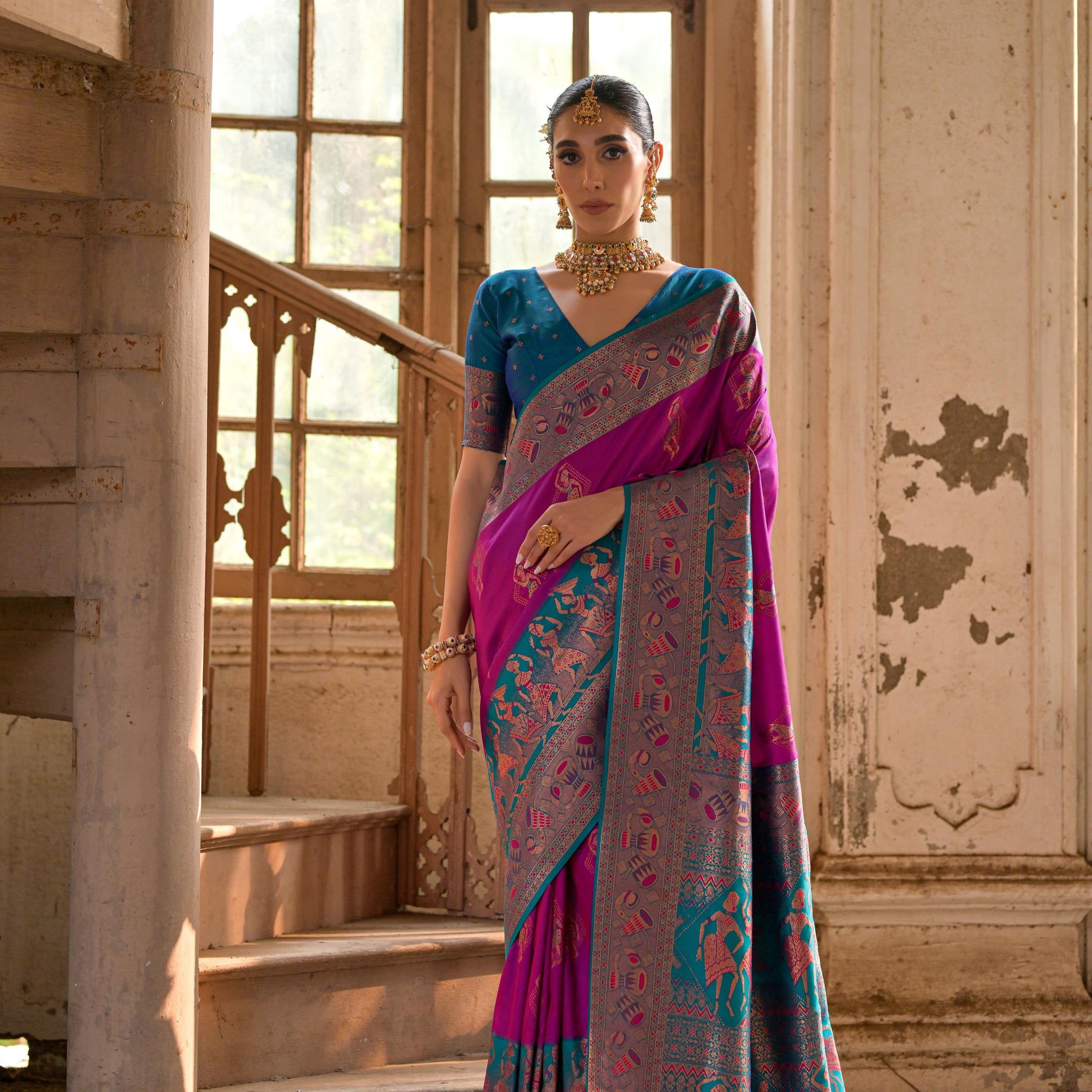 Banarasi Silk Wine Saree