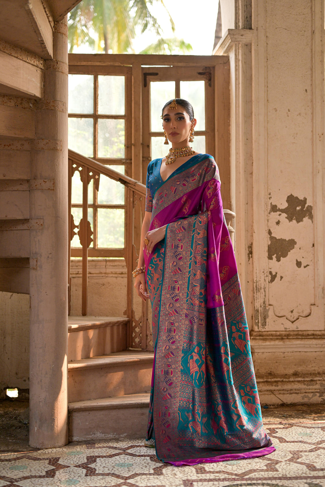 Banarasi Silk Wine Saree